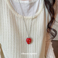 Strawberry Pendant Necklace in Red and White Options view 3
