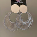 Gold and Silver Tone Wire Wrapped Circle Drop Earrings view 7