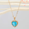 Gold Tone Faceted Heart Crystal Halo Pendant Necklaces in Three Colors view 2
