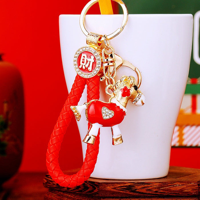 Crystal Horse, Zebra and Deer Keychains with Braided Wrist Straps
