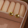 Gold Tone Interwoven Knot Compact Sculptural Stud Earrings view 4