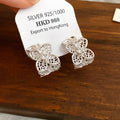 Openwork Floral Crystal Hoop Earrings in Two Tones view 2