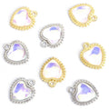 Open Heart Crystal Frame Metal Jewelry Charms, 2 Finishes view 5