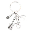 Silver Tone Guitar, Drum and Microphone Music Keychain view 5