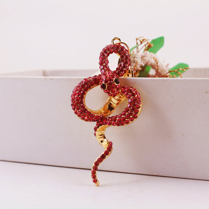 Cute Rhinestone Coiled Snake Keychain Animal Car Bag Charm