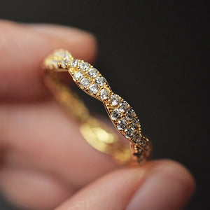 Gold and White Gold Tone Twisted Pave Crystal Bands Sizes 6-10