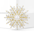 Gold Tone Pearl Center Starburst Crystal Brooch Marquise Rays view 2