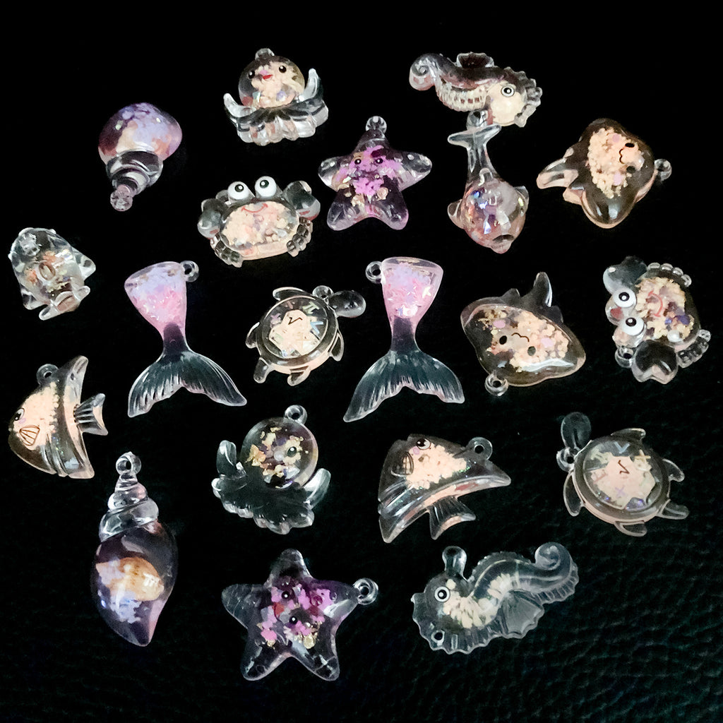 Acrylic Transparent Pink Luminous Ocean Theme Charm Pendant for DIY Earrings Bag Decor