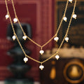 Gold Titanium Steel Freshwater Pearl Station Dangle Necklace view 4