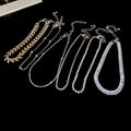 Sparkling Zircon Mixed Chain Six Piece Bracelet Set Gold Silver view 7
