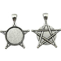 Star Frame Round Cabochon Pendant Settings in Two Finishes view 1