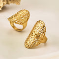 Gold Wide Openwork Statement Rings Flower Mesh Cutout Styles view 3