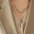 Thick Cuban Center Link Necklace Thin Chain Gold Steel Tone view 6