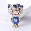 Crystal Leopard Cub Brooch With Heart Shirt in Four Colors view 8