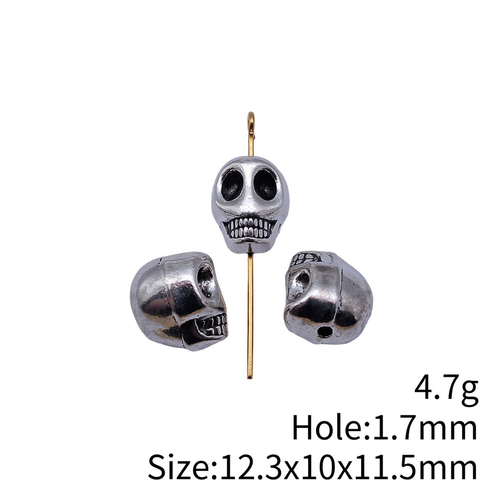 12.3x10x11.5mm 4.7g Antique Silver Zinc Alloy Skull Small Hole Loose Metal Beads for DIY Jewelry Making