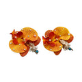 Orange Seashell and Fabric Flower Statement Hair Clips view 5