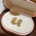 Gold Rectangular Crystal Huggie Earrings Fashion Jewelry Accessory view 6