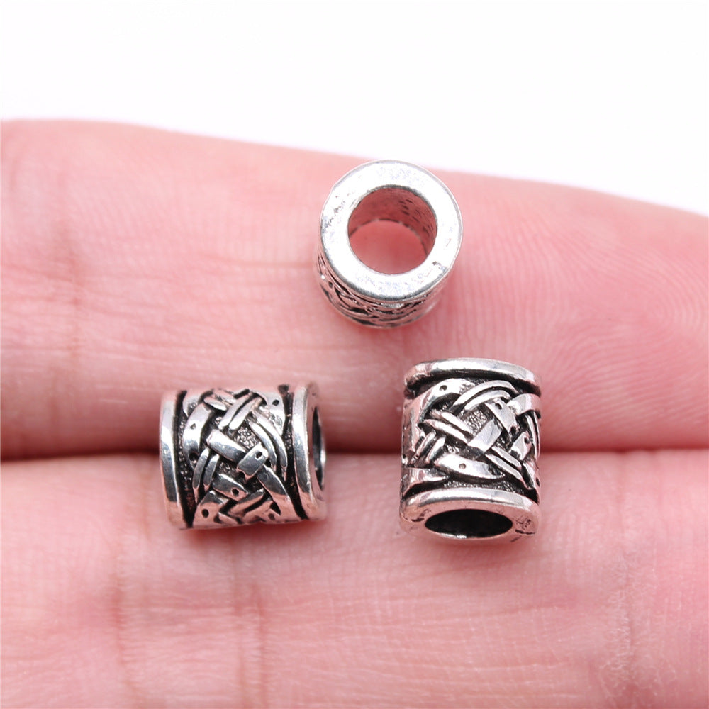 9x8x8mm 1.5g Antique Silver Zinc Alloy Round Large Hole Beads for Bracelet Necklace Making