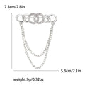 Four Ring Double Chain Brooch in Gold or Silver Tone view 7