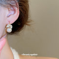 Gold Tone Leaf Pearl Look Hook Earrings Fashion Jewelry for Women view 3