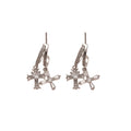 Silver Tone Cross Drop C Hoop Earrings With Crystal Accents view 5