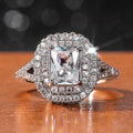 Silver Tone Rectangular Double Halo Statement Ring view 6