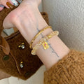 Champagne Faceted Bead Bracelet Gold Gourd Fu Charm view 2