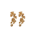 Silver Tone Floral Crystal Drop Stud Earrings With Decorative Metal Accents view 5