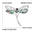 Silver Dragonfly Brooch Abalone Shell Wings Rhinestone Pin view 6