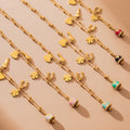 Gold Enamel Bell Luck Charm Necklace Bracelet Heart Clover view 2