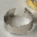 Hammered Irregular Open Cuff Bangle Silver Gold 2 Colors view 4