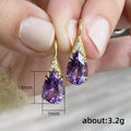 Purple Pear-Shaped Solitaire Leverback Earrings In Gold Tone view 5