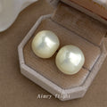 Cream Pearl Resin Crescent Bite Large Stud Earrings view 3