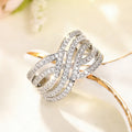 White Gold Tone Wave S Multi Band Pave Finger Ring Sizes 6-10 view 2