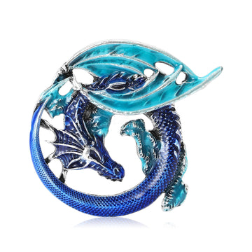 Coiled Dragon Brooch Purple Blue Red or Green Enamel