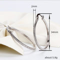 White Gold Large Pavé Clear Stone Hoop Earrings Alloy view 4