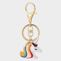 Enamel Unicorn Head Keychain Rainbow Mane Gold Clasp view 5