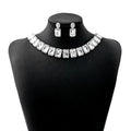 Four Color Rectangular Crystal Look Necklace and Earring Sets view 6