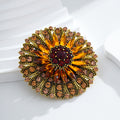 Orange Brown Sunflower Crystal Metal Brooch Pin for Jackets and Lapels view 5