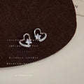 Silver-Tone Open Heart Clear Star Pave Crystal Studs view 1