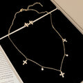 Gold Silver Cross Pendant Necklace Matching Stud Sets view 6