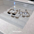 Tiny Eyeglasses Open Ring In Silver Tone With Black Or Transparent Lenses view 2