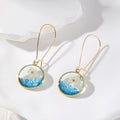 Gold Tone Round Pressed Flower and Glitter Resin Earrings view 8