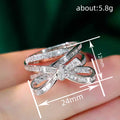 Baguette Clear Stone Bow Multi-Rail Ring In Silver Tone view 4