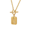 OT Toggle Square Tag Pendant Necklace Triangle Stone Accent view 5