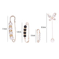 Long Safety Pin Brooch Set with Faux Pearls Decorative Lapel Pin view 5