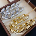 Oversized Polished Curb Chain Necklace With Decorative Accents view 4