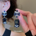 Floral Crystal Rectangle Statement Drop Earrings For Women view 4