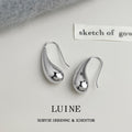 Silver Tone Mirror Polished Long Teardrop Hook Earrings For Women view 1