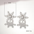 Silver Tone Snowflake Clear Stone Stud Earrings Statement Jewelry view 5